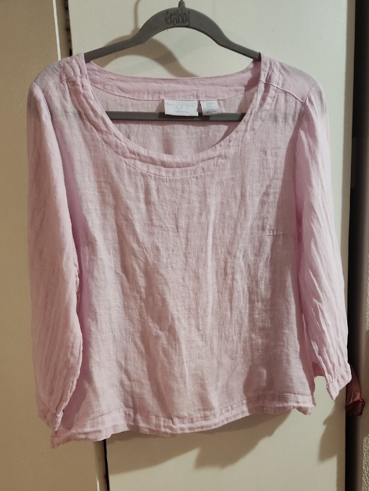 Martha Stewart Collection 100 Linen Bubblegum Pink Blouse Sz M Martha Stewart Collection 100 Linen Bubblegum Pink Blouse Sz M